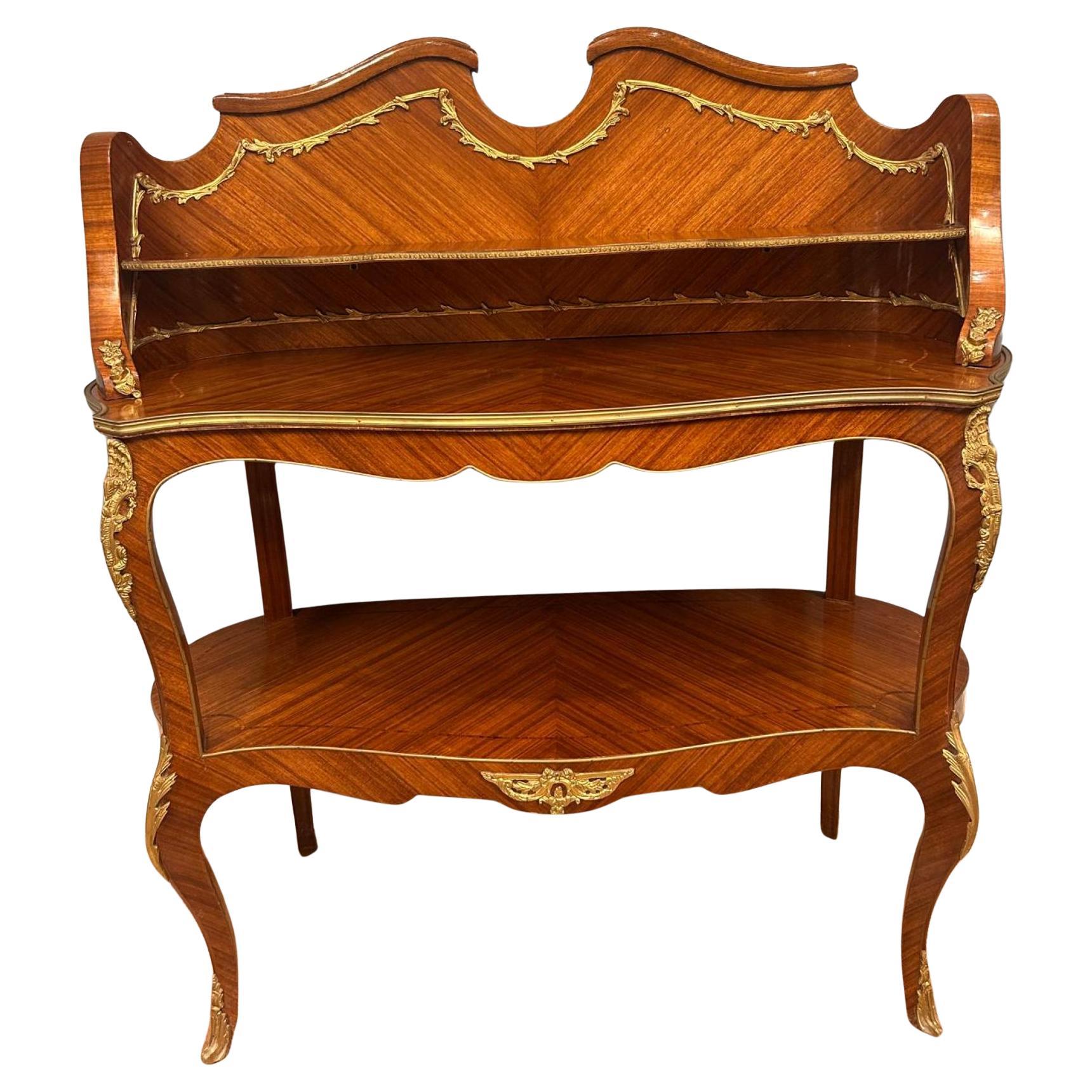 French Console Table Etagere Kingwood Ormolu Louis XV Revival