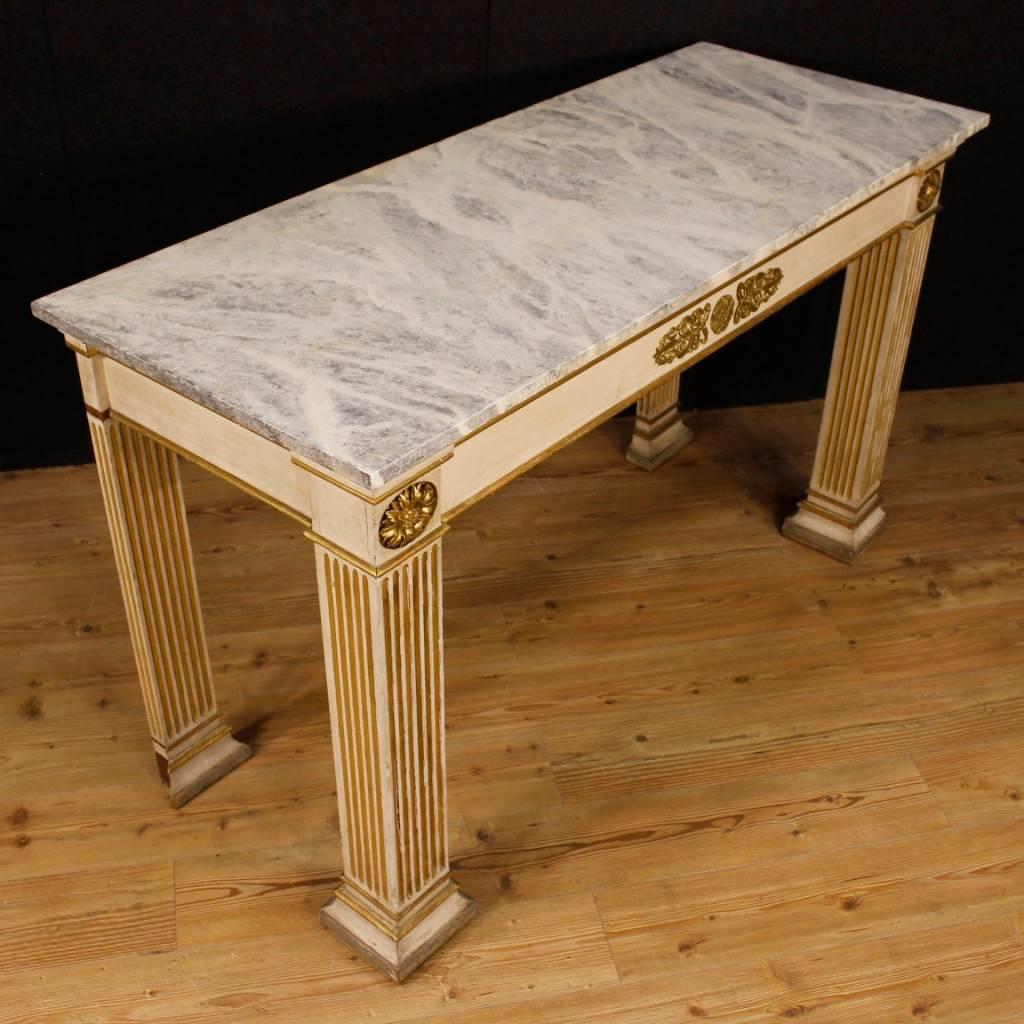 French Console Table in Lacquered and Giltwood in Empire Style, 20th Century 7
