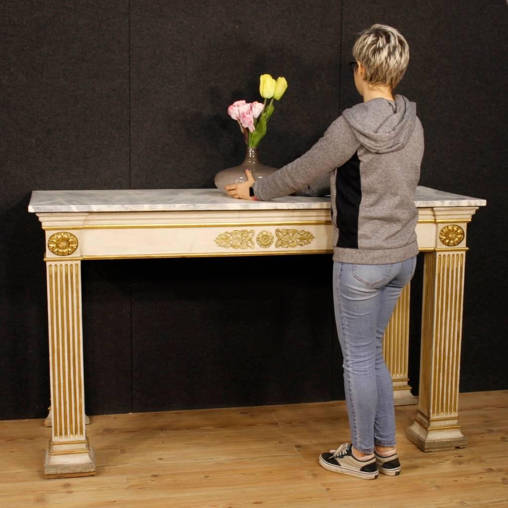 French Console Table in Lacquered and Giltwood in Empire Style, 20th Century 8