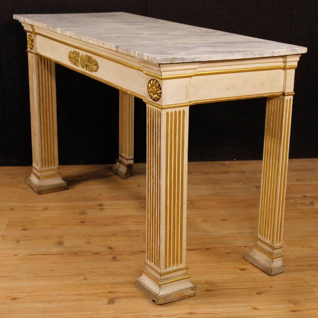 French Console Table in Lacquered and Giltwood in Empire Style, 20th Century 1
