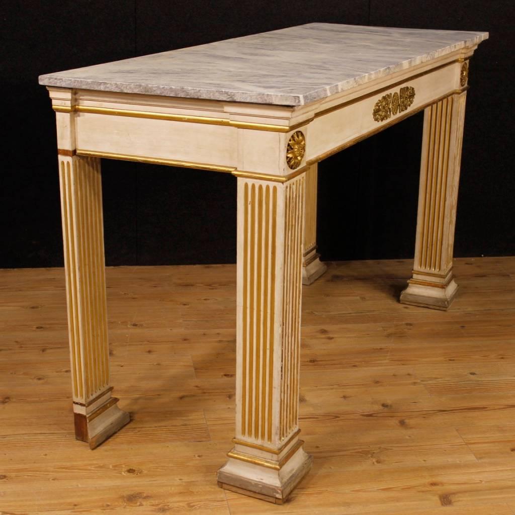 French Console Table in Lacquered and Giltwood in Empire Style, 20th Century 3