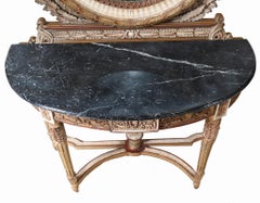 French Console Table Mirror Set Painted Louis XVI Revival