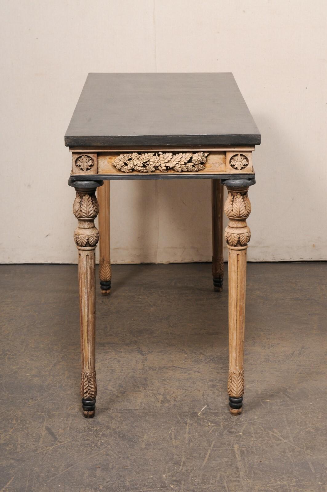 French Console Table, Nicely Carved on All Sides (Floatable!), 4.5 Ft Long For Sale 5