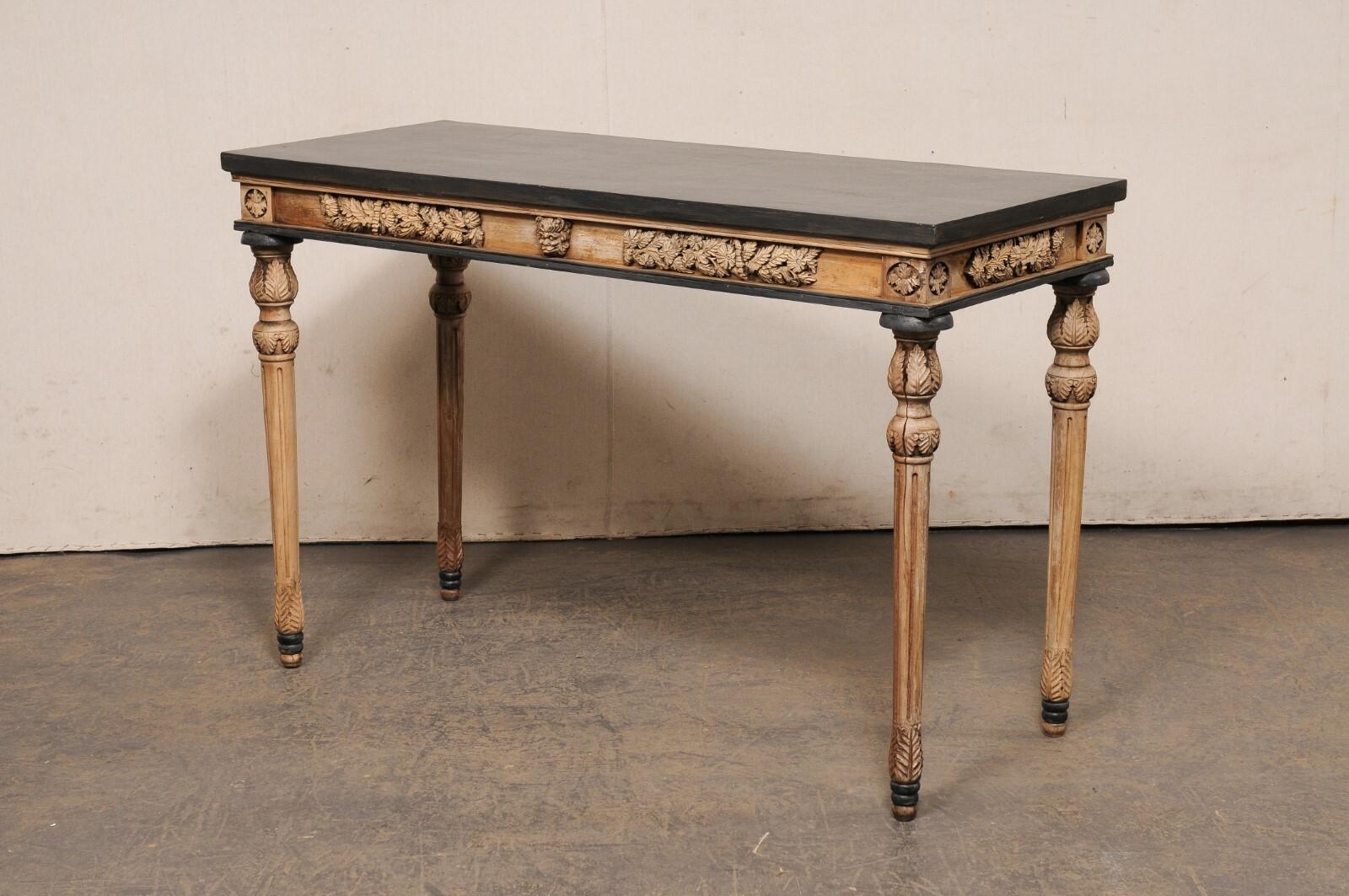 French Console Table, Nicely Carved on All Sides (Floatable!), 4.5 Ft Long For Sale 6