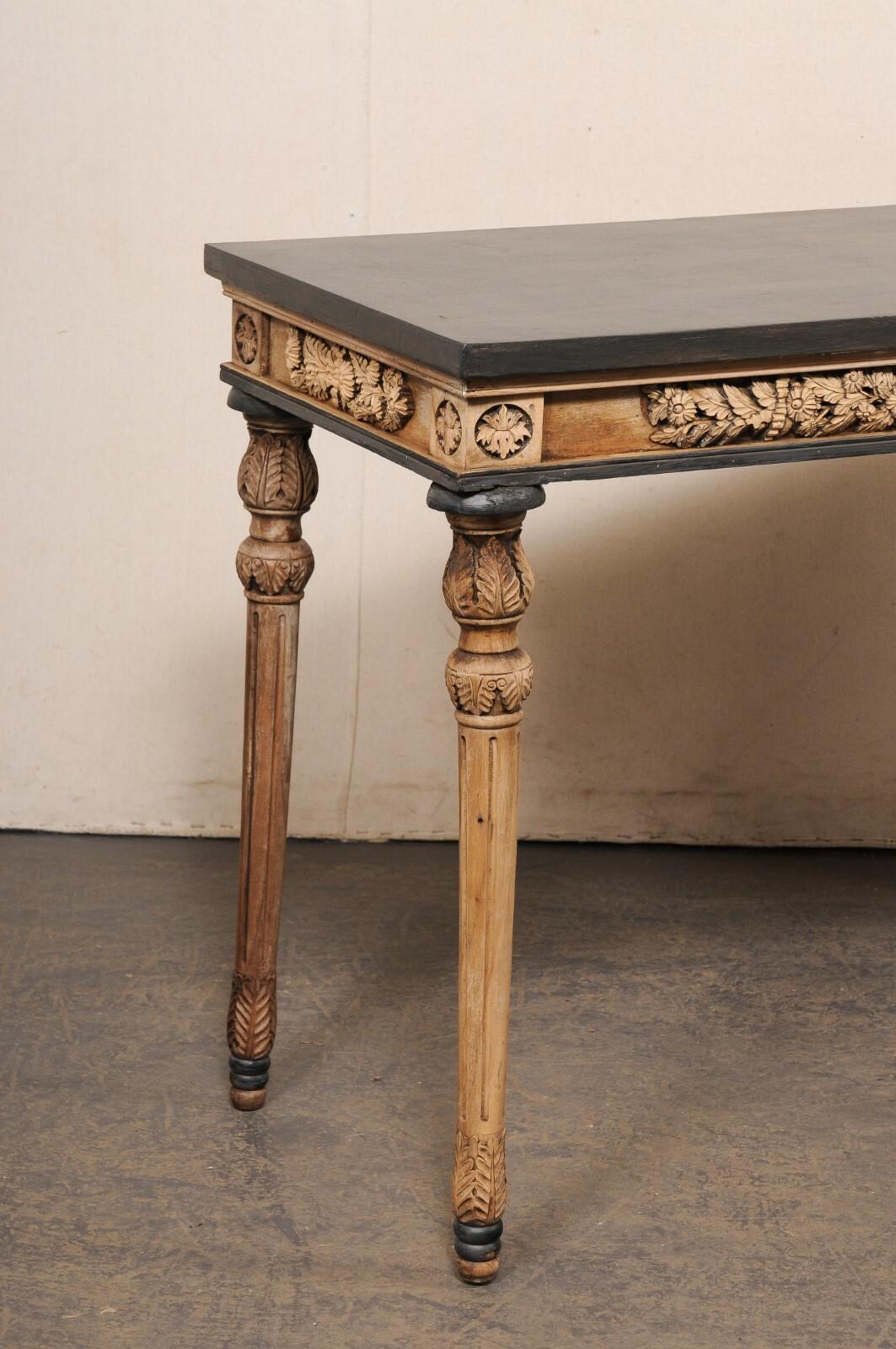 French Console Table, Nicely Carved on All Sides (Floatable!), 4.5 Ft Long In Good Condition For Sale In Atlanta, GA