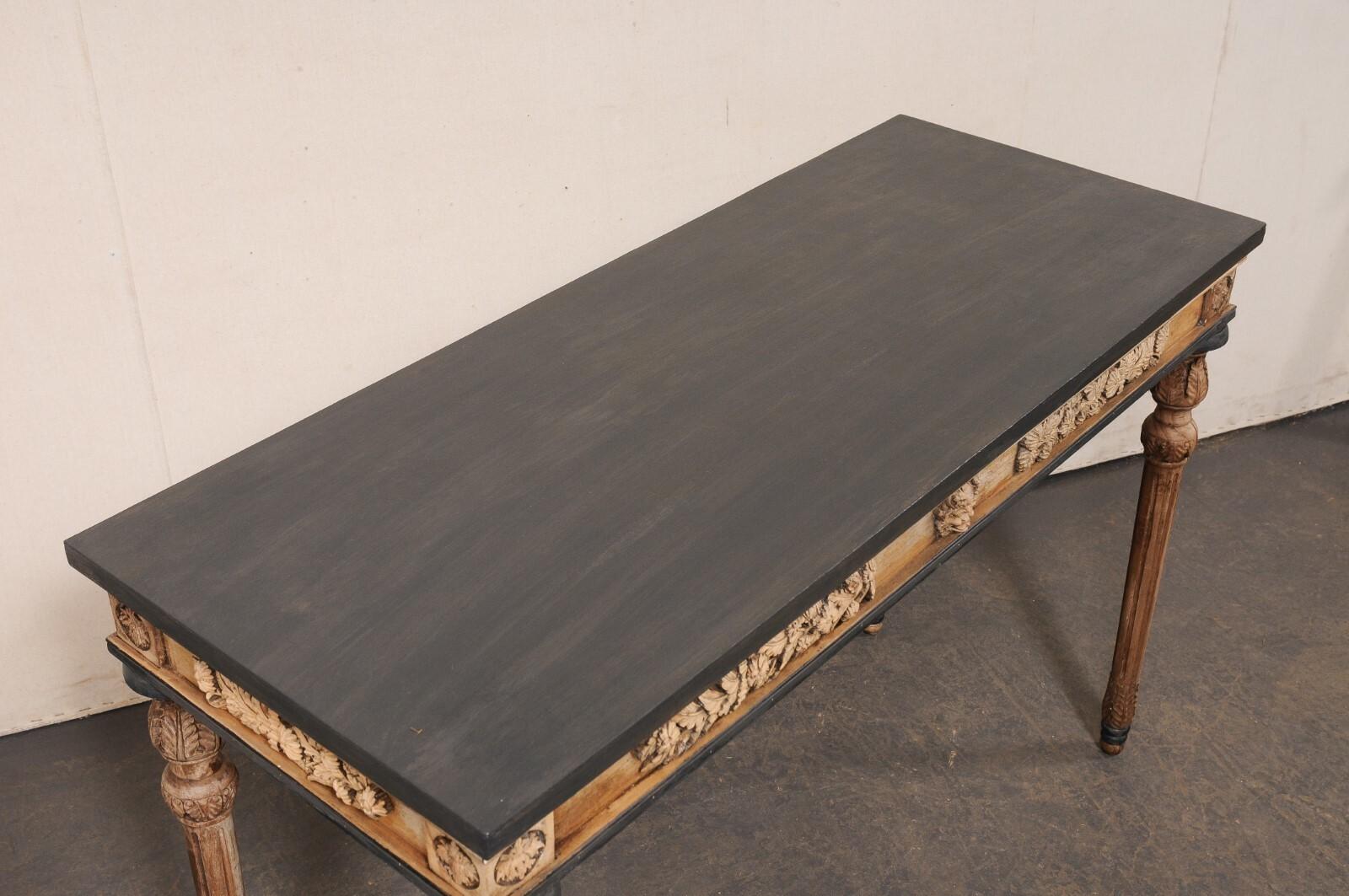 20th Century French Console Table, Nicely Carved on All Sides (Floatable!), 4.5 Ft Long For Sale