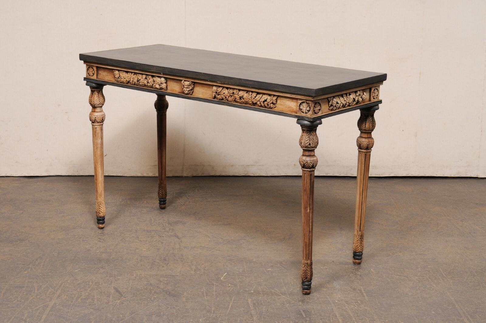 French Console Table, Nicely Carved on All Sides (Floatable!), 4.5 Ft Long For Sale 1