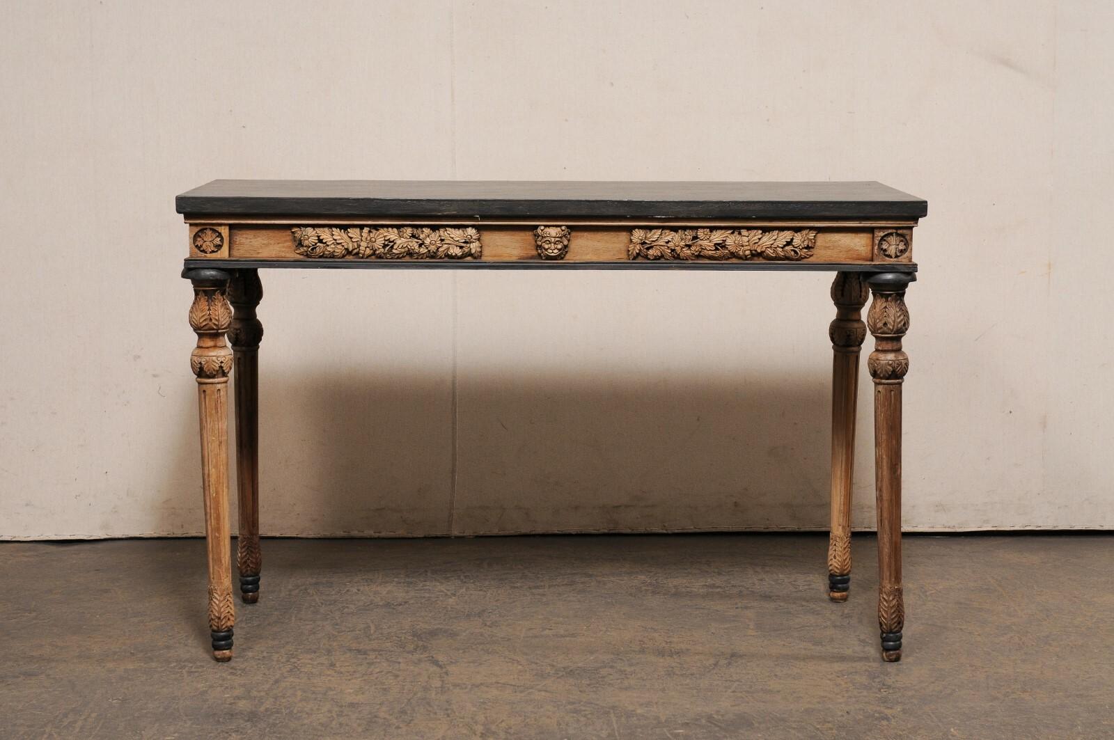 French Console Table, Nicely Carved on All Sides (Floatable!), 4.5 Ft Long For Sale 3