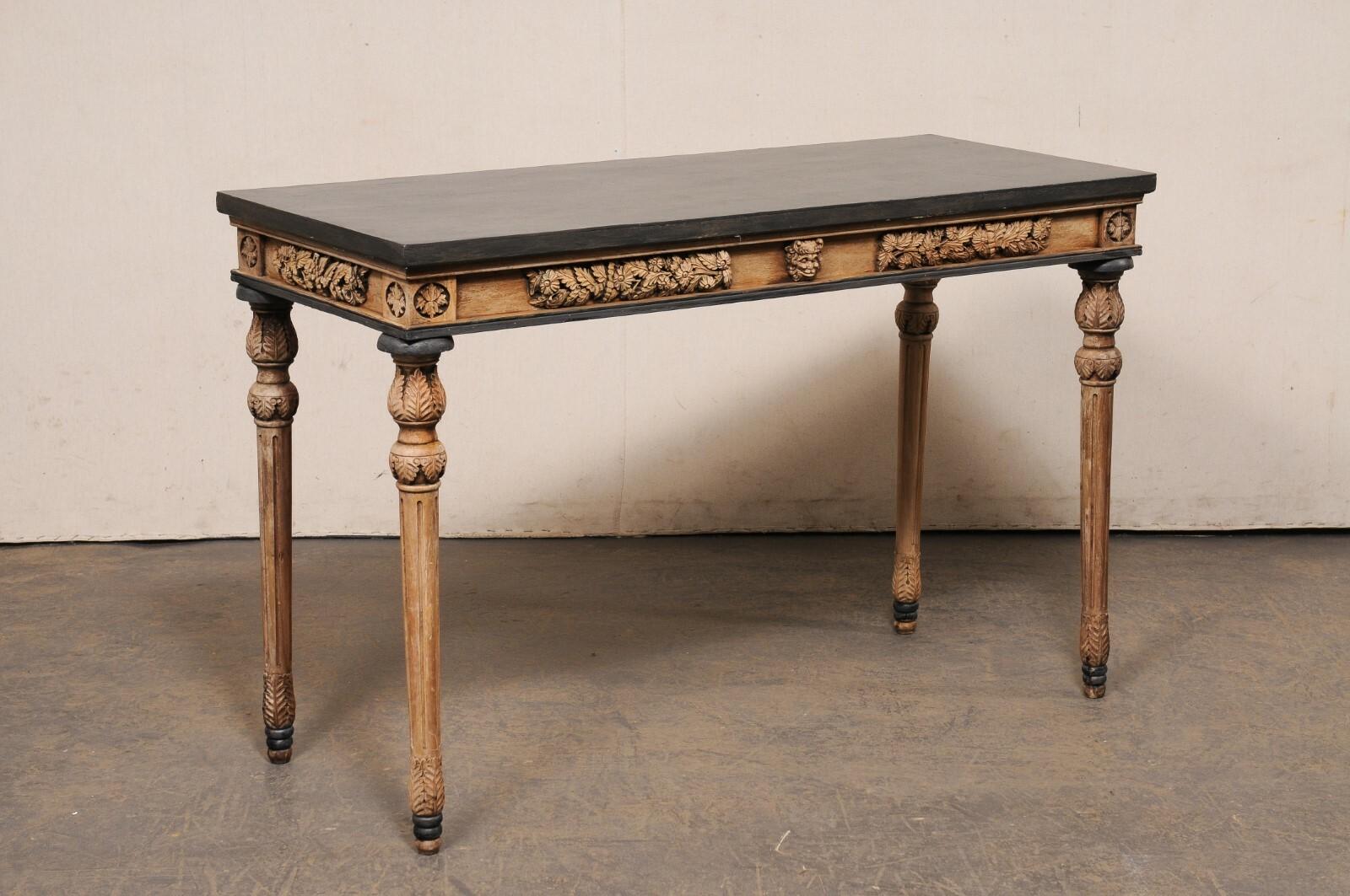 French Console Table, Nicely Carved on All Sides (Floatable!), 4.5 Ft Long For Sale 4