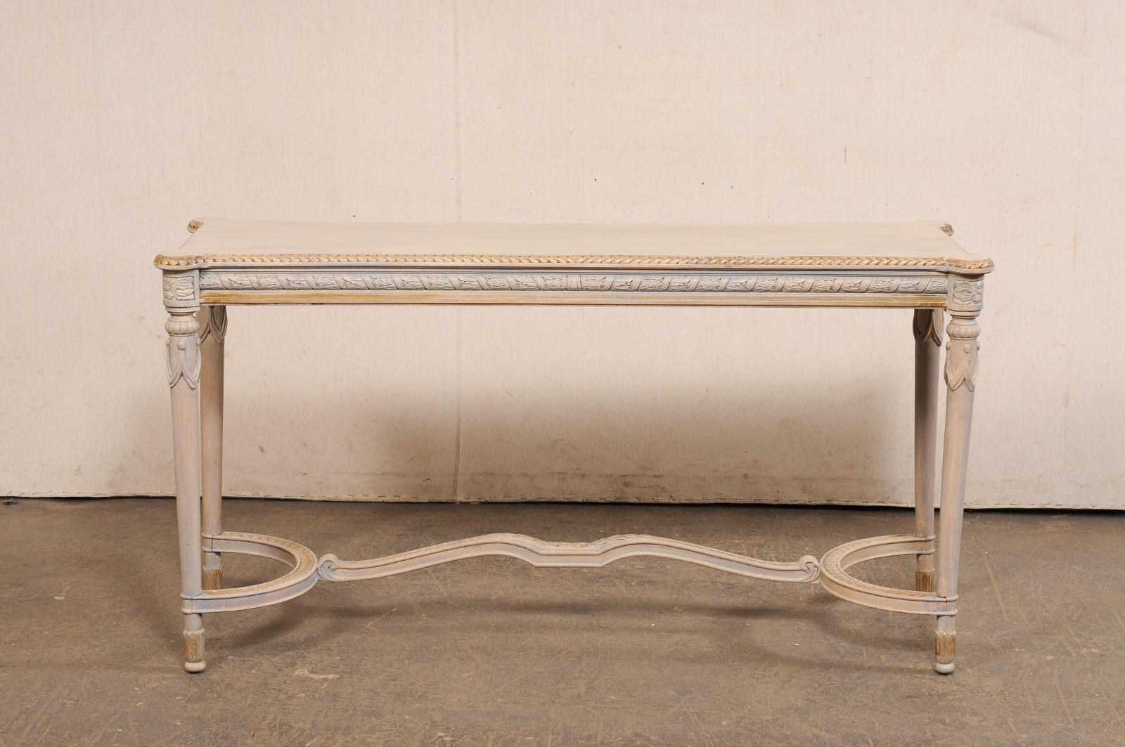 French Console Table w/Nicely Carved Trim & Gold Accents, Mid 20th C. For Sale 5