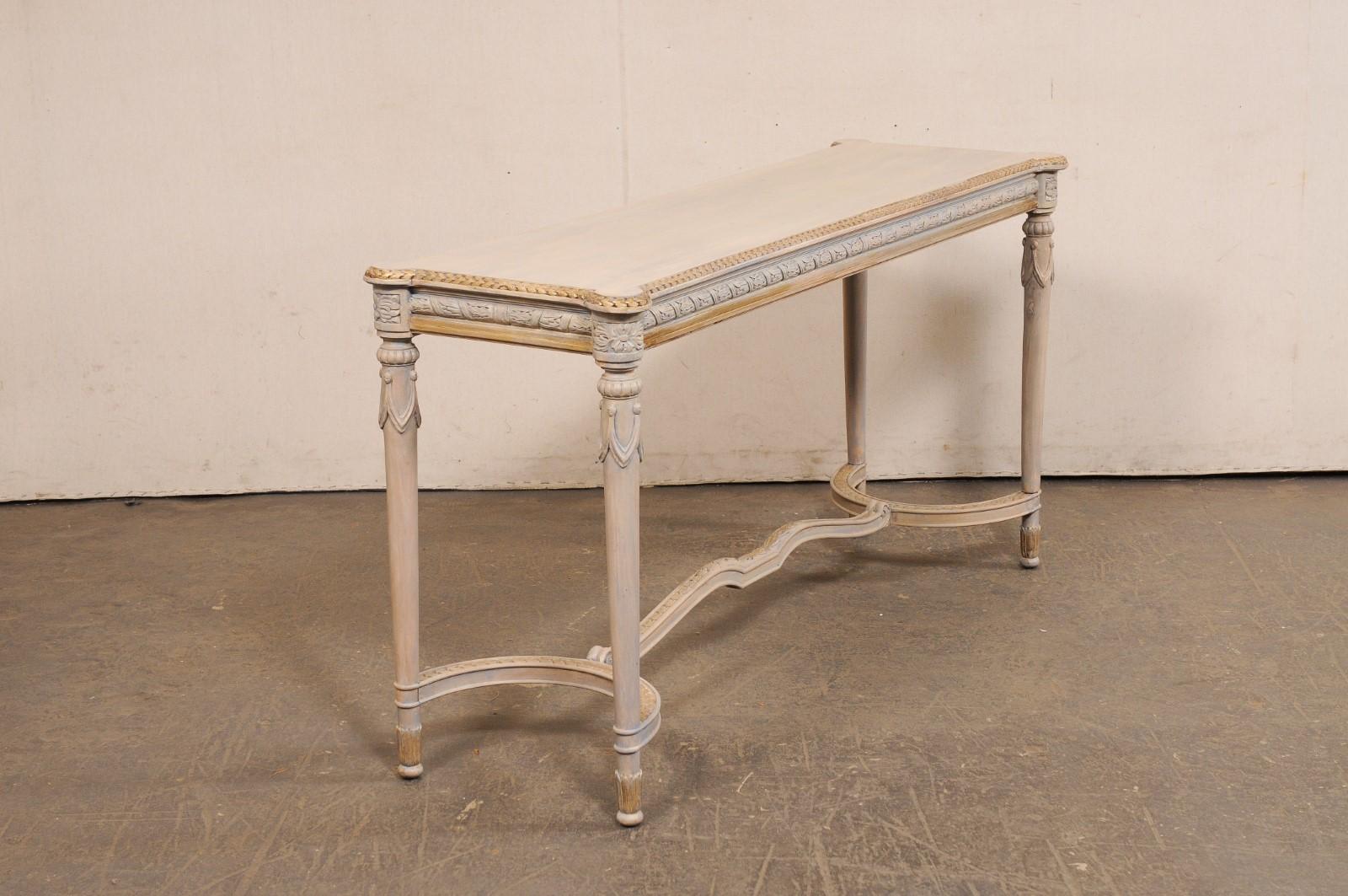 French Console Table w/Nicely Carved Trim & Gold Accents, Mid 20th C. For Sale 6