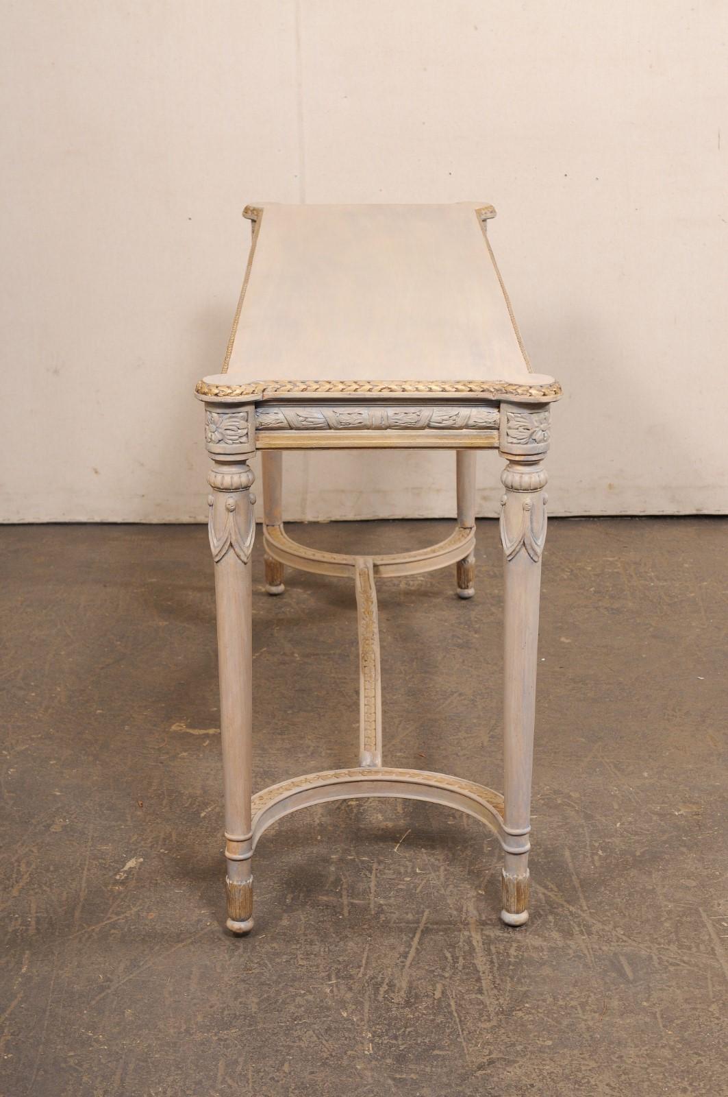 French Console Table w/Nicely Carved Trim & Gold Accents, Mid 20th C. For Sale 7