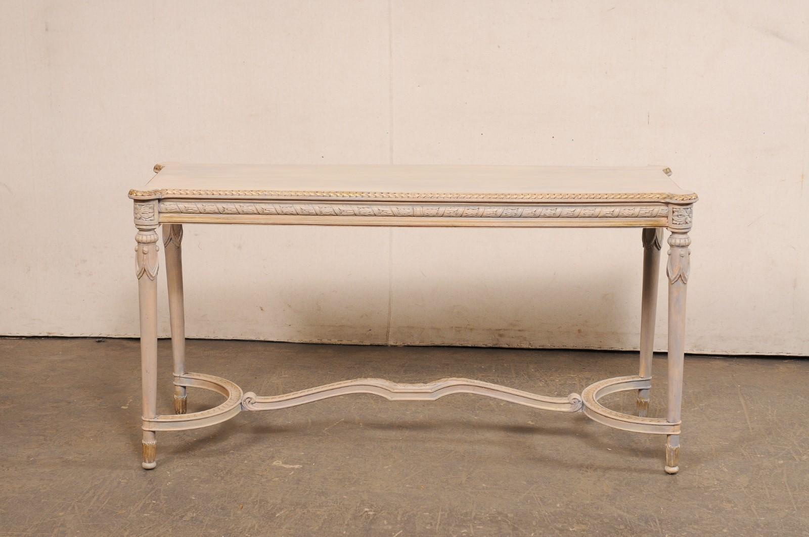French Console Table w/Nicely Carved Trim & Gold Accents, Mid 20th C. For Sale 9