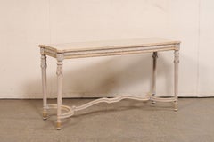French Console Table w/Nicely Carved Trim & Gold Accents, Mid 20th C.