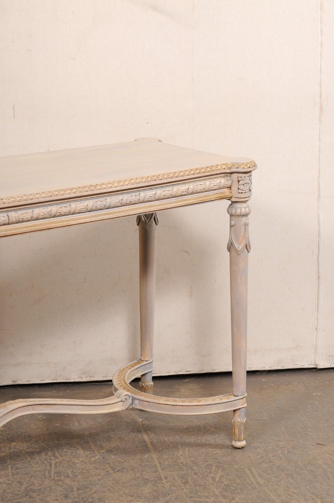 20th Century French Console Table w/Nicely Carved Trim & Gold Accents, Mid 20th C. For Sale