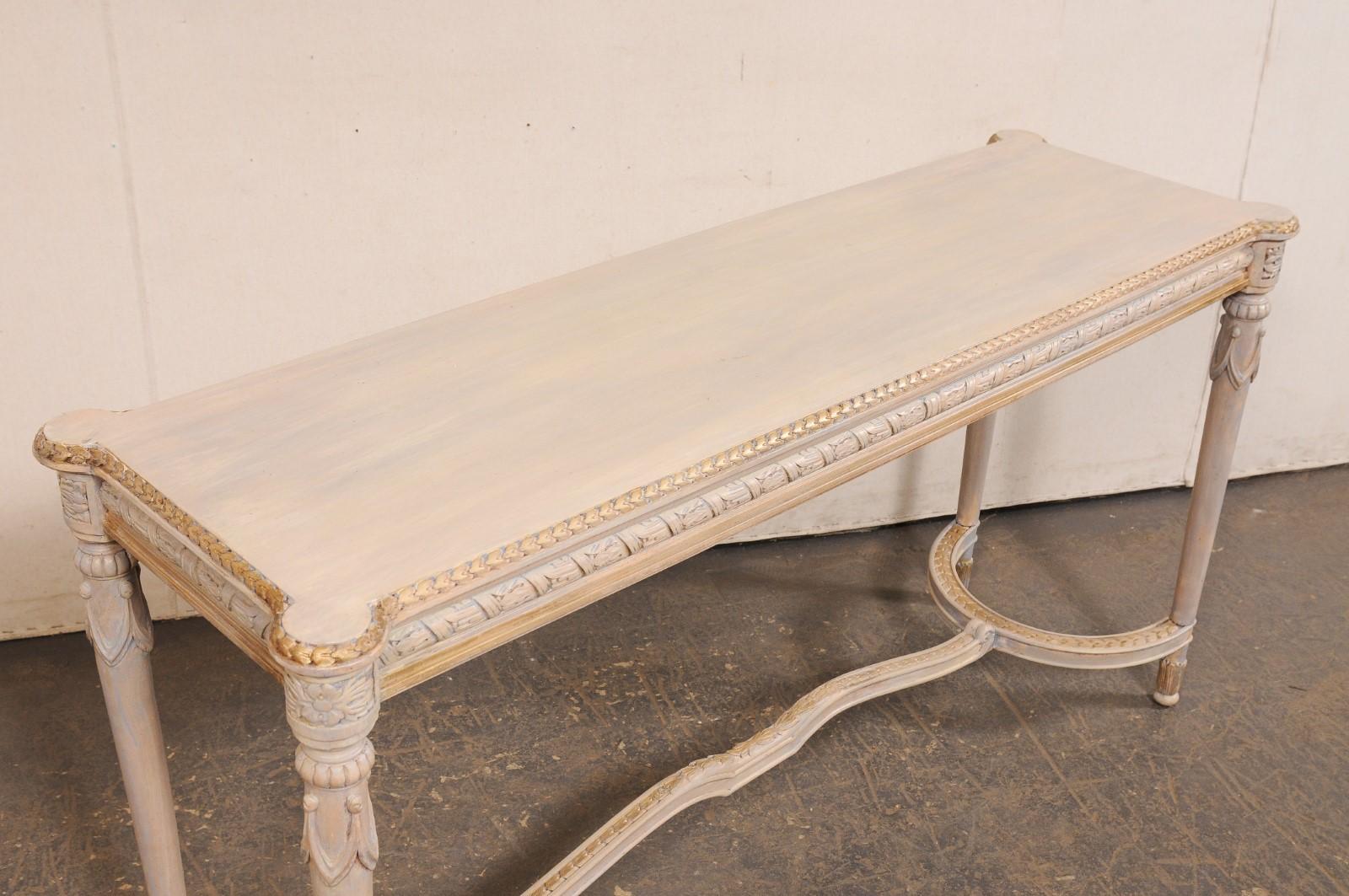 French Console Table w/Nicely Carved Trim & Gold Accents, Mid 20th C. For Sale 1