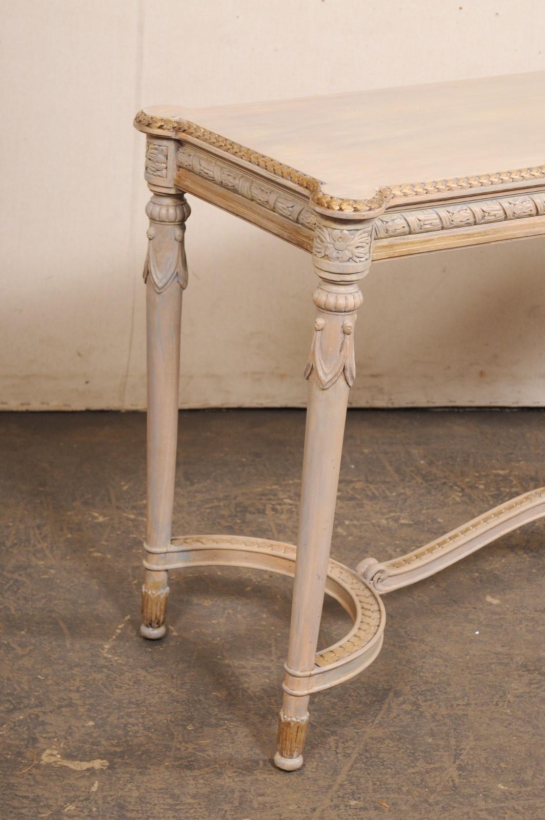 French Console Table w/Nicely Carved Trim & Gold Accents, Mid 20th C. For Sale 2