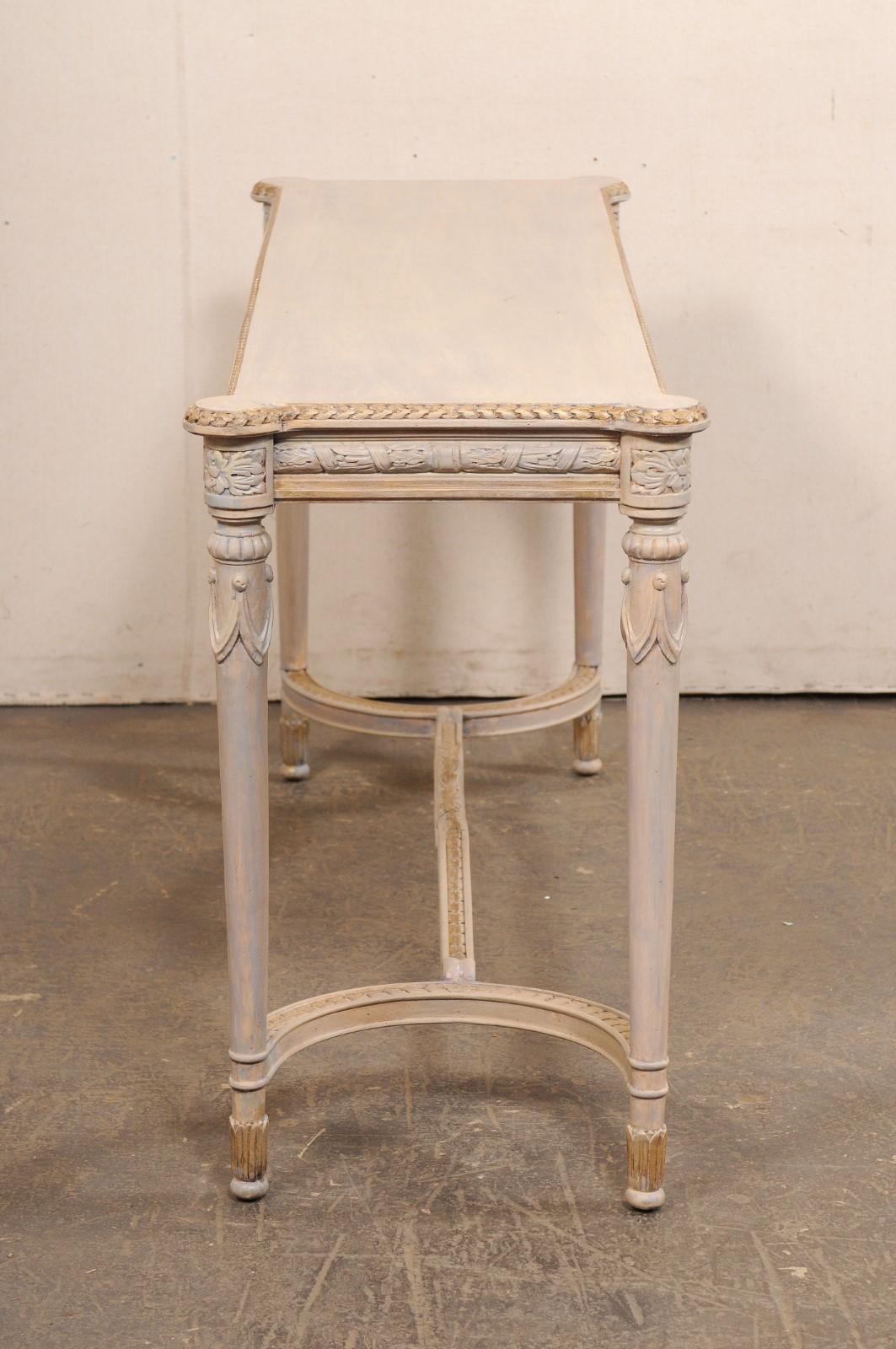 French Console Table w/Nicely Carved Trim & Gold Accents, Mid 20th C. For Sale 3