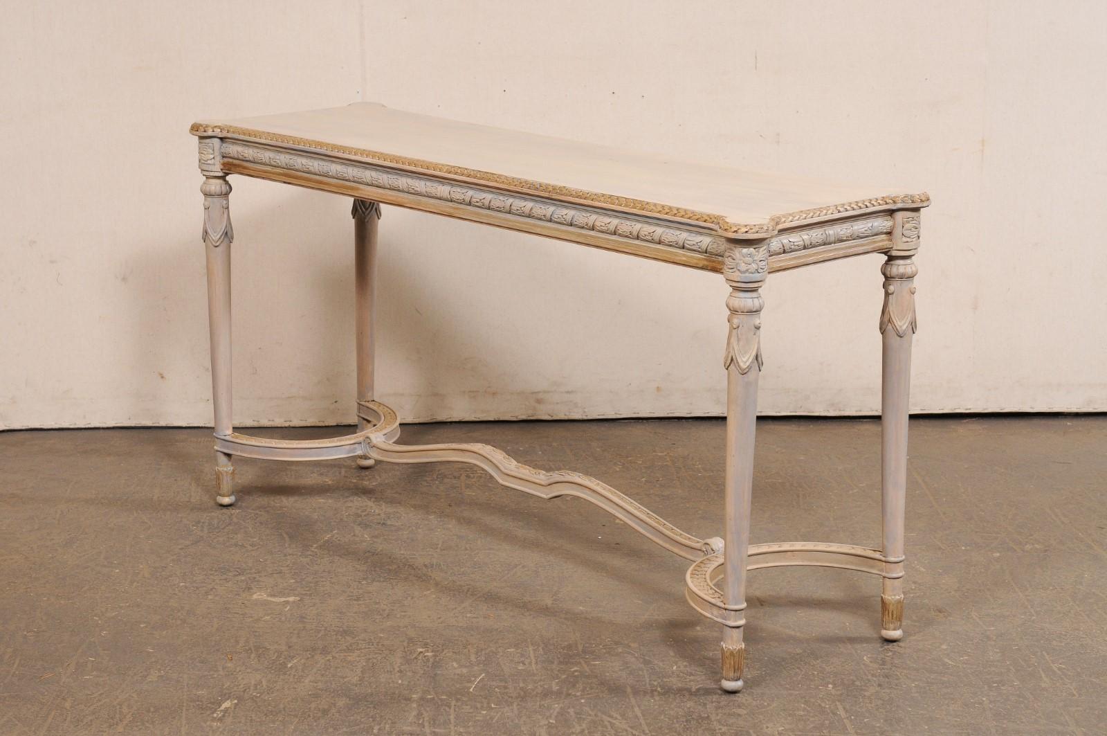 French Console Table w/Nicely Carved Trim & Gold Accents, Mid 20th C. For Sale 4