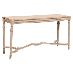 French Console Table w/Nicely Carved Trim & Gold Accents, Mid 20th C.