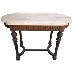 French Console Table with Rough Spruce Wood Top from 1890s