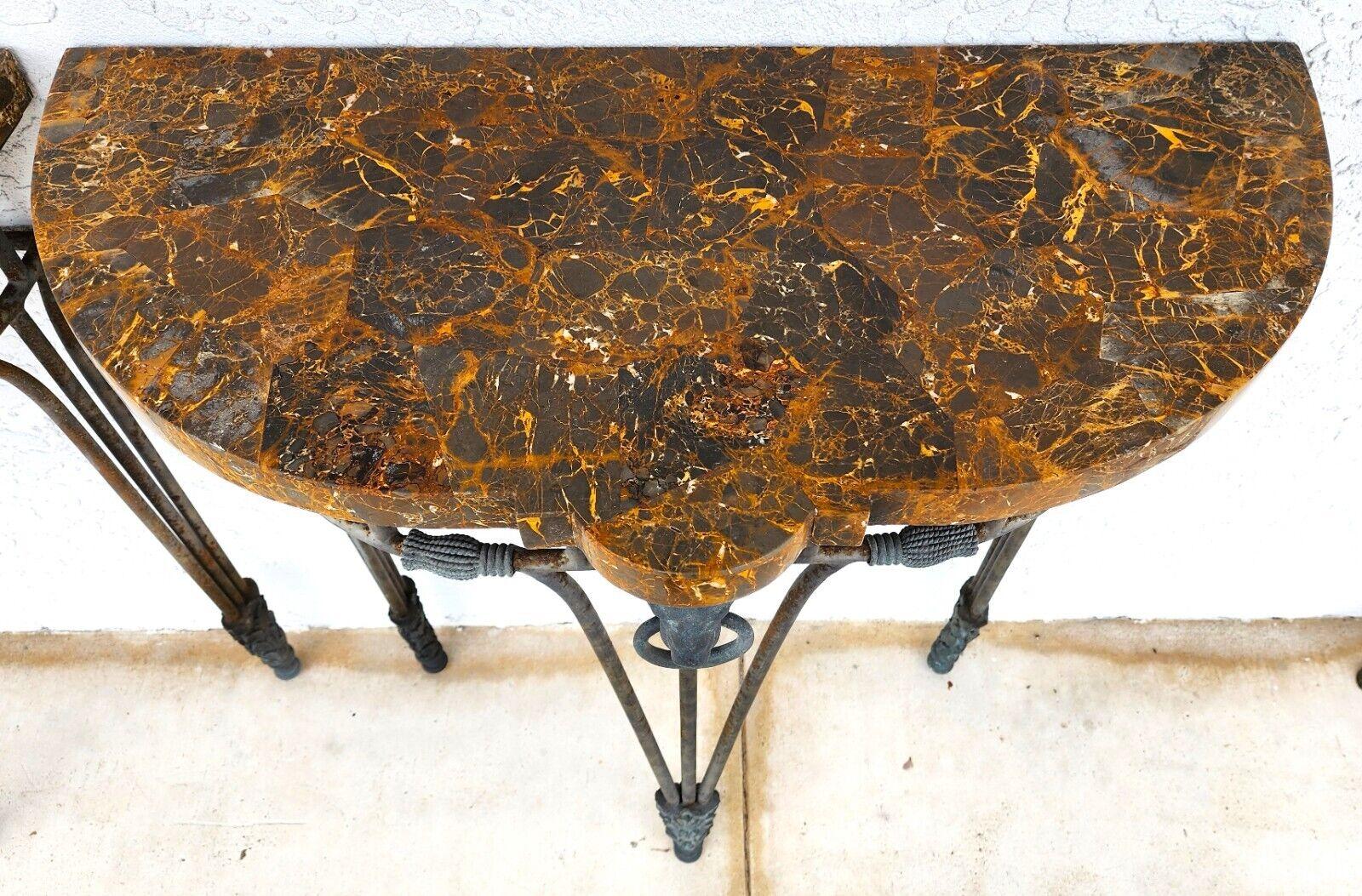 French Console Tables Bronze Tessellated Marble by MAITLAND SMITH - a Pair For Sale 1
