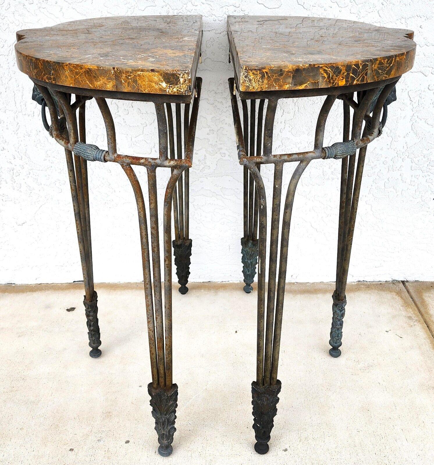 French Console Tables Bronze Tessellated Marble by MAITLAND SMITH - a Pair For Sale 3