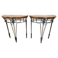 French Console Tables Bronze Tessellated Marble by MAITLAND SMITH - a Pair
