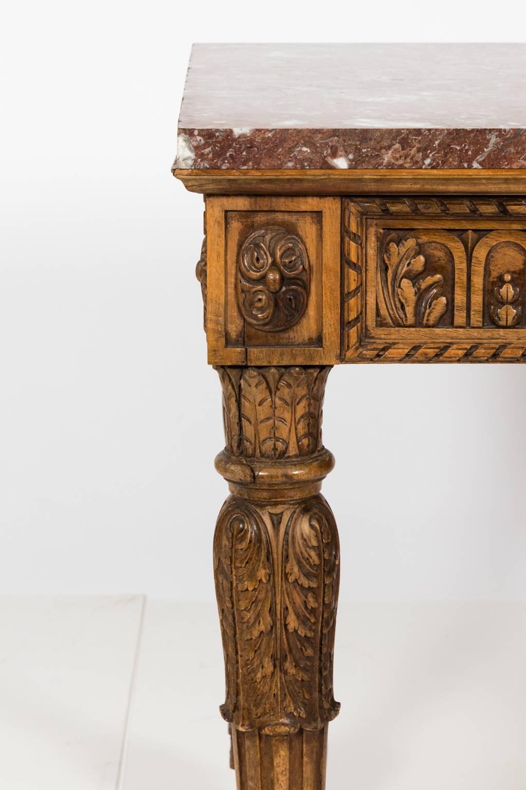 Carved French Console with Marble Top