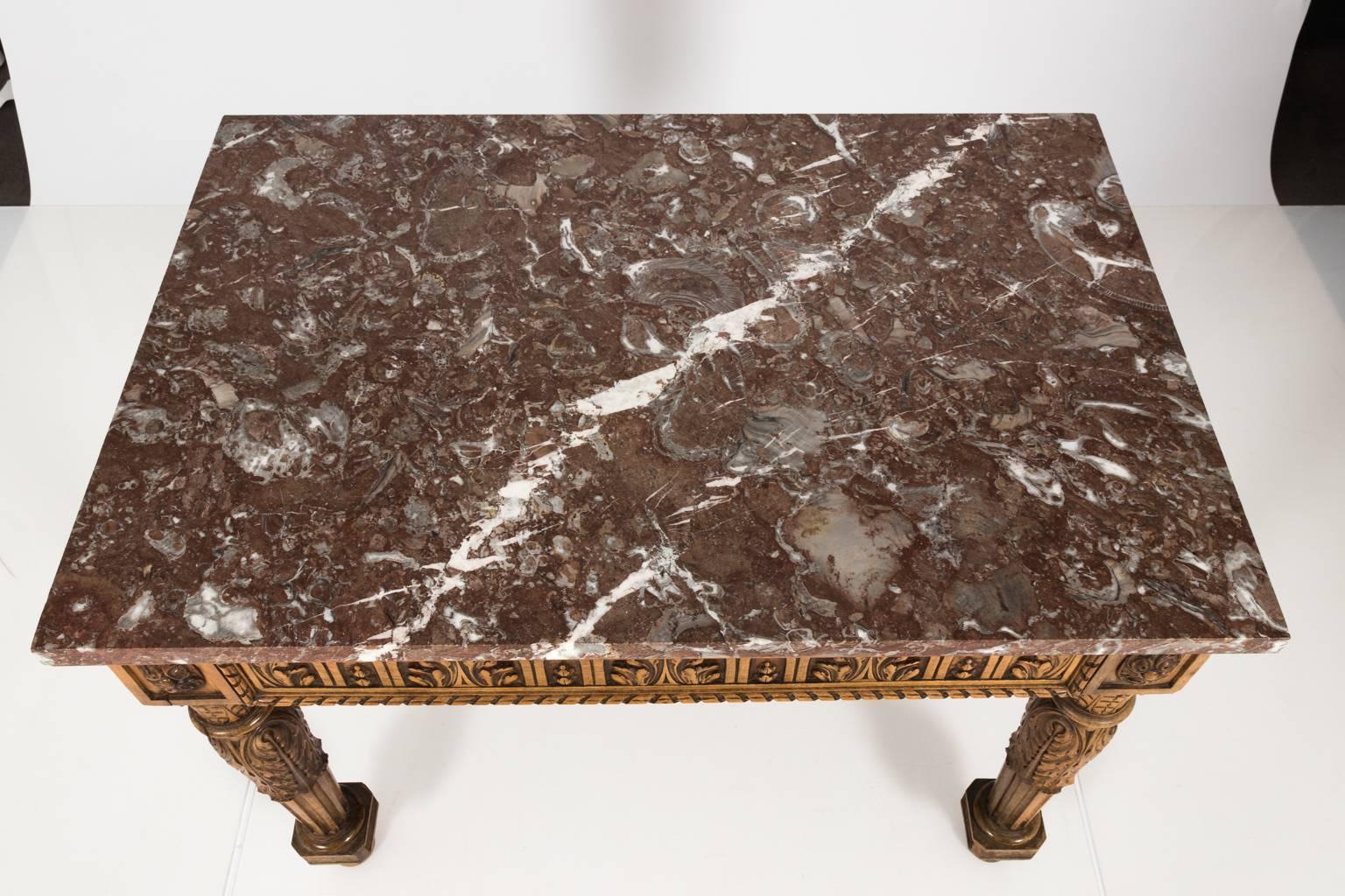 19th Century French Console with Marble Top