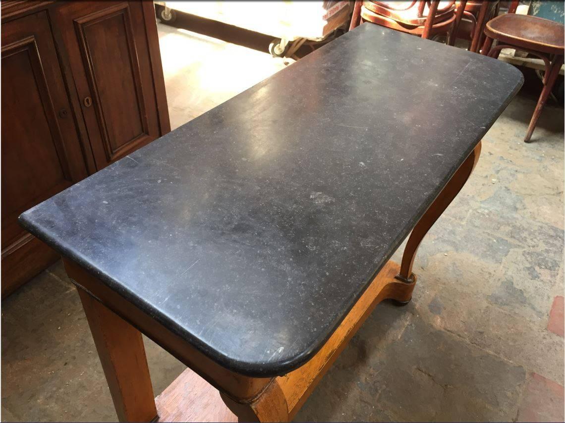 French Console with Painted Wood and Black Marble Top from 19th Century 7