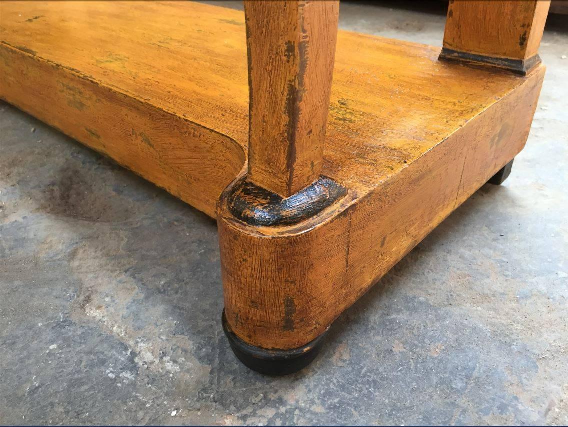 French Console with Painted Wood and Black Marble Top from 19th Century In Good Condition In Florence, IT