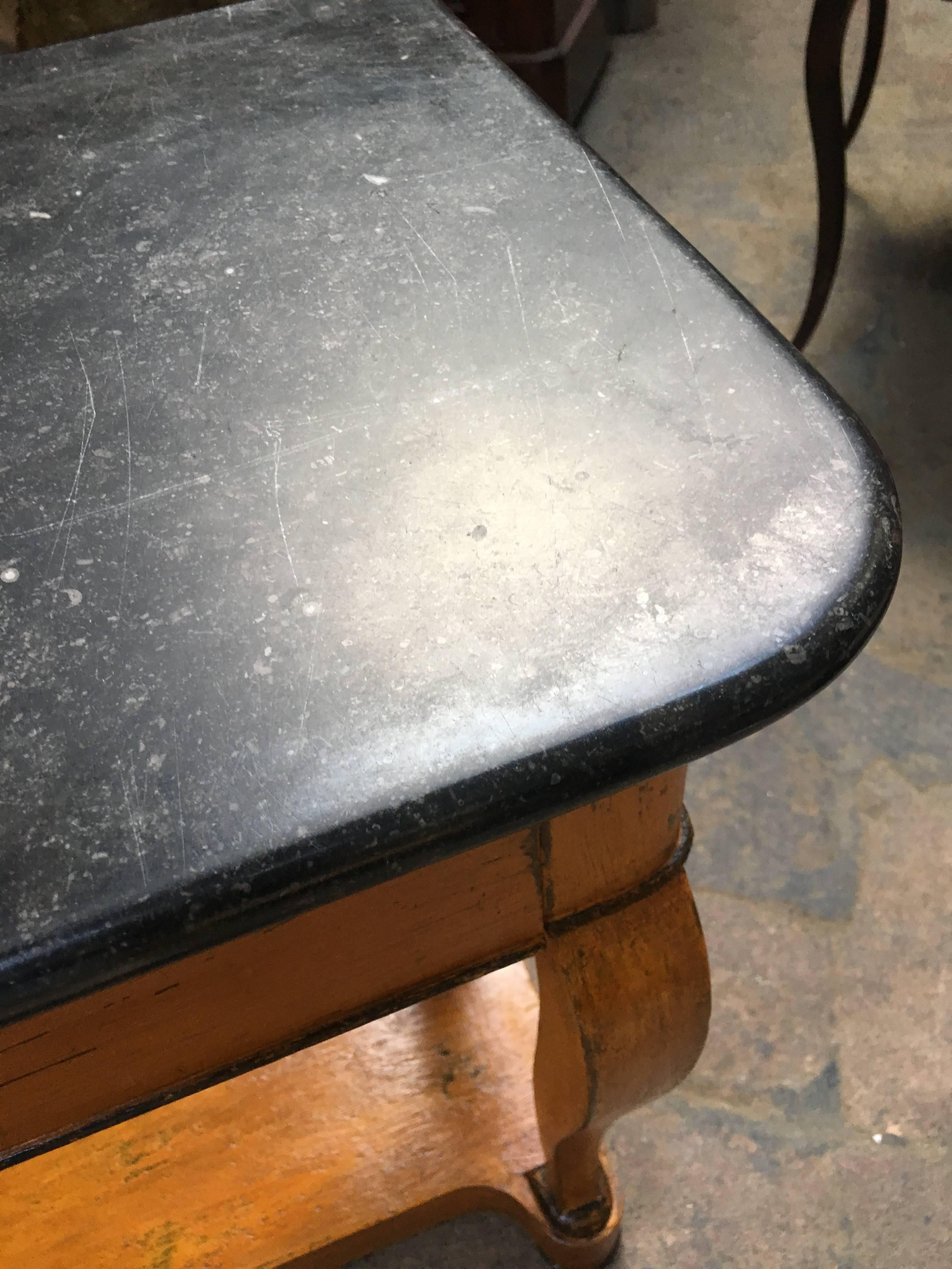 French Console with Painted Wood and Black Marble Top from 19th Century 2