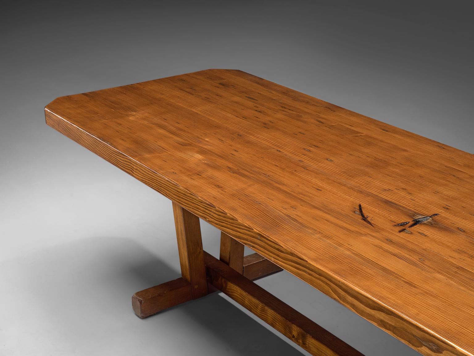 Late 20th Century French Constructive Dining Table in Pine Wood