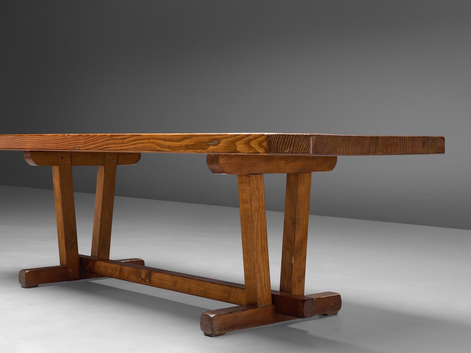 French Constructive Dining Table in Pine Wood 1