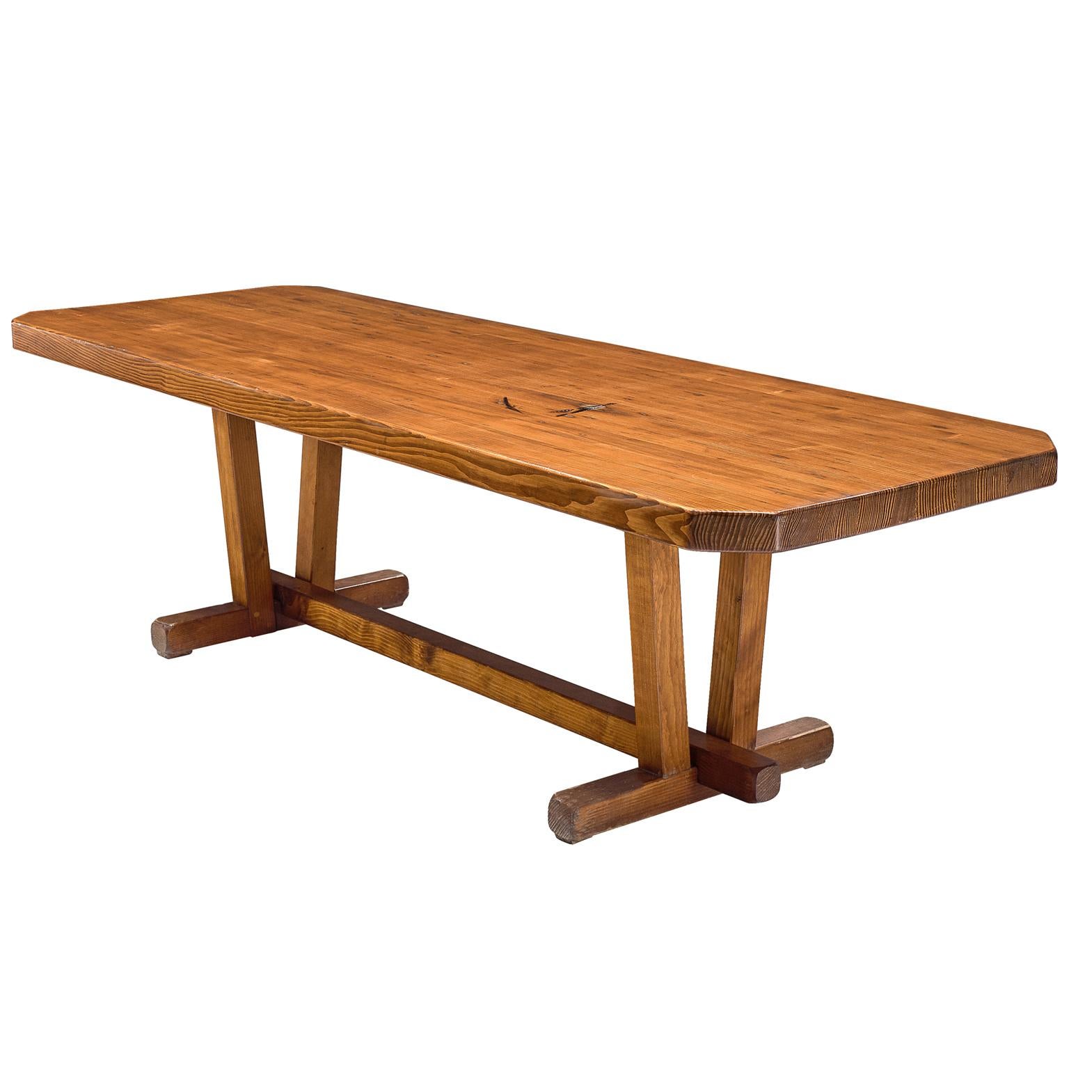 French Constructive Dining Table in Pine Wood