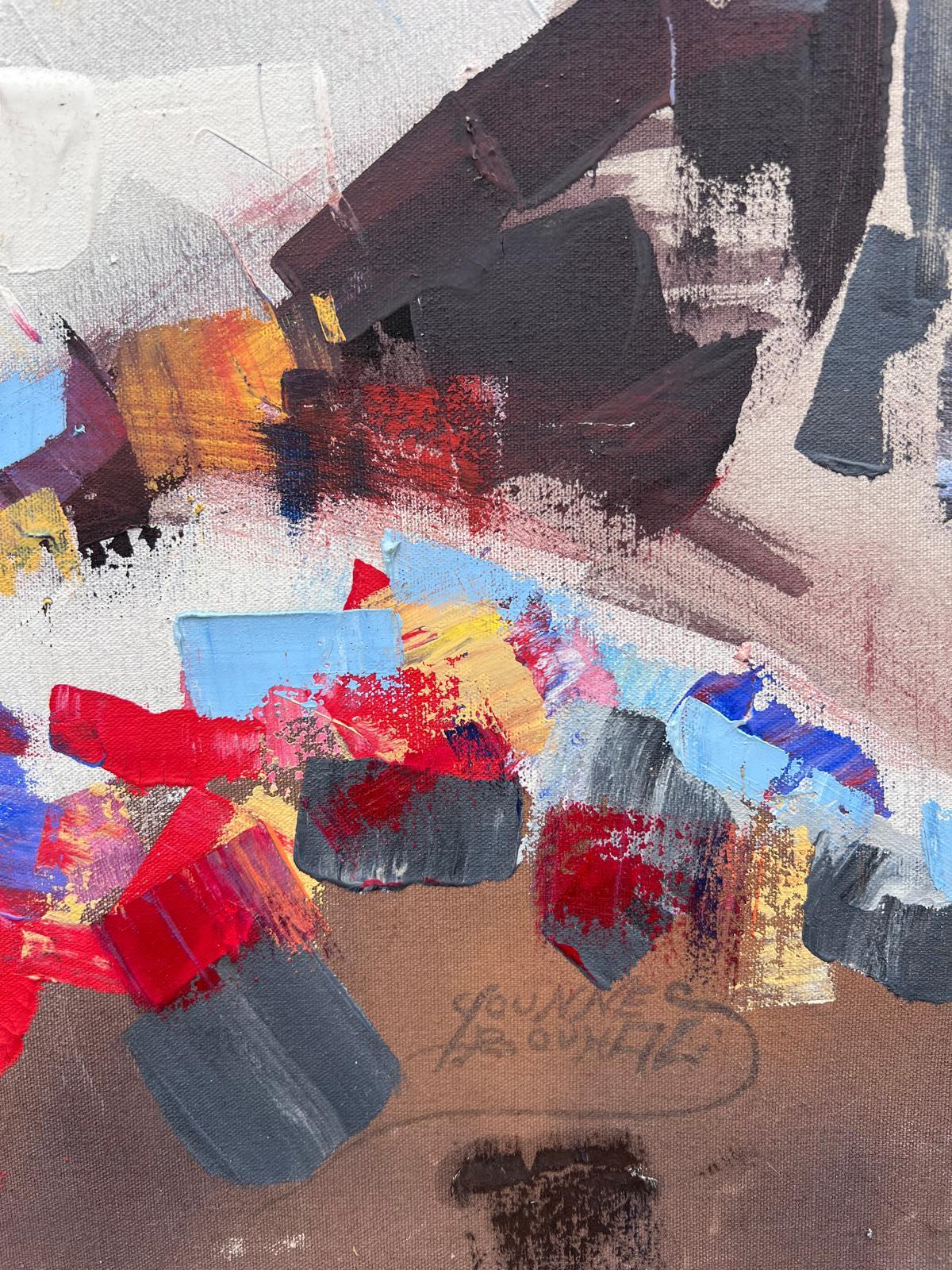 Très grande peinture à l'huile française colorée Groupe de personnages discutant dans un café-parc en vente 8