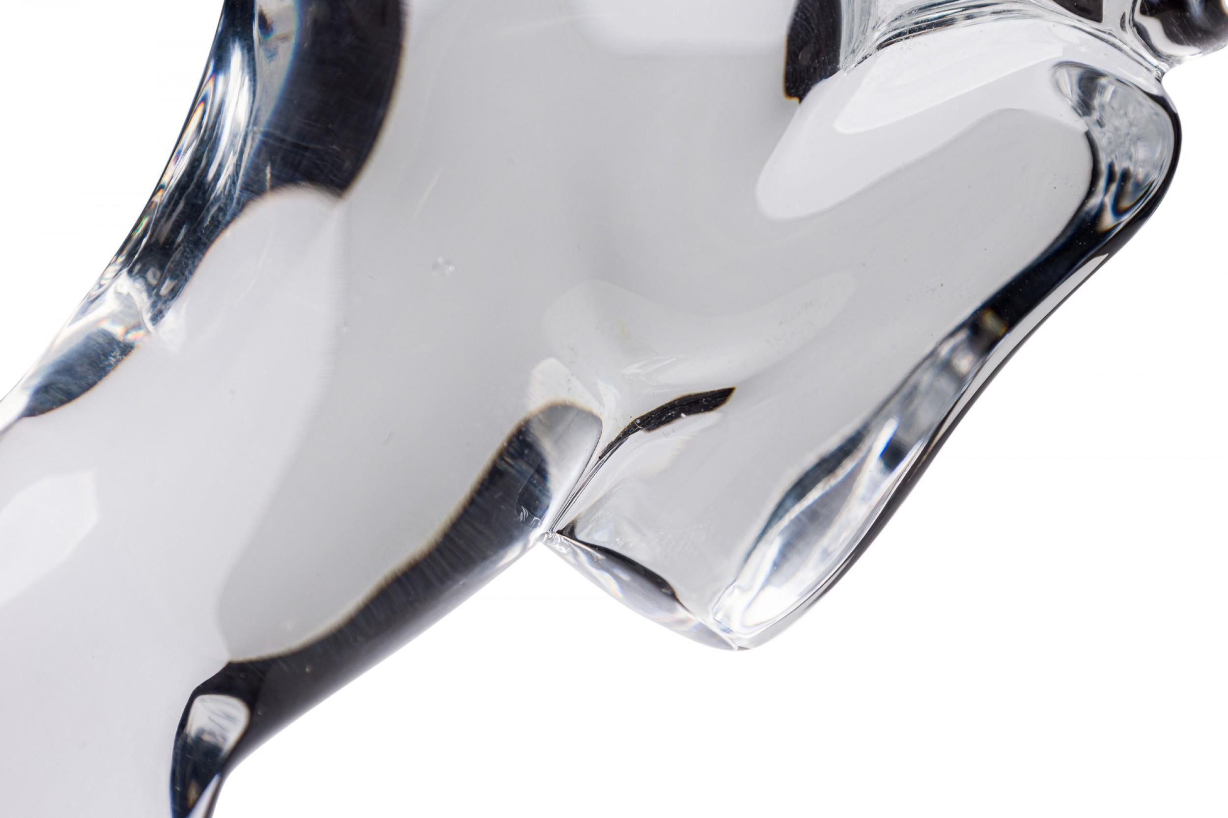 French Contemporary Baccarat Crystal Figure of a Rearing Horse in vendita 3