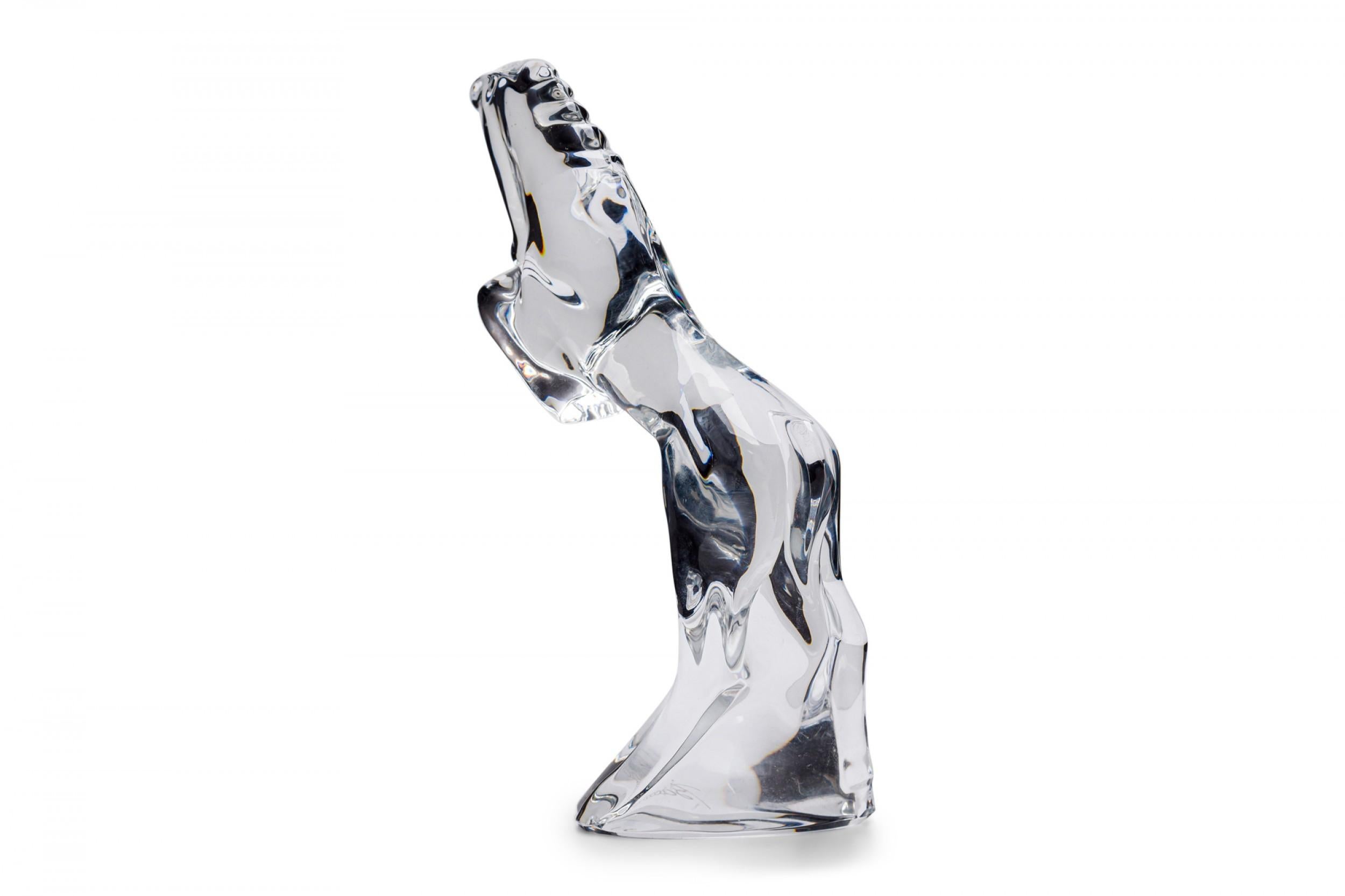 Francese French Contemporary Baccarat Crystal Figure of a Rearing Horse in vendita