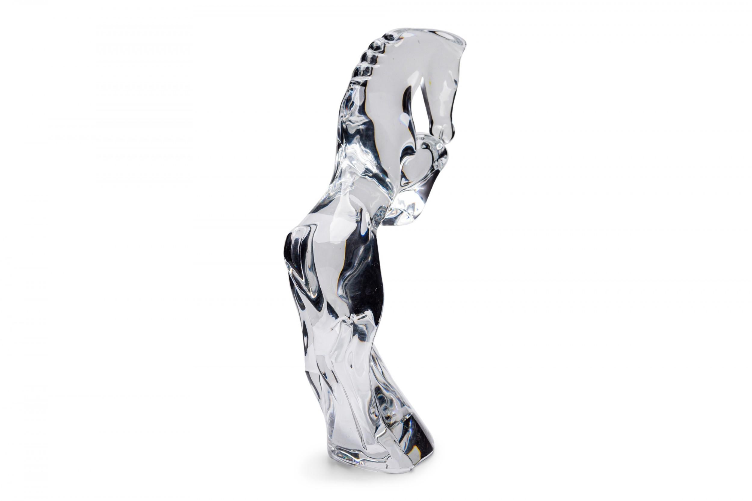 XX secolo French Contemporary Baccarat Crystal Figure of a Rearing Horse in vendita