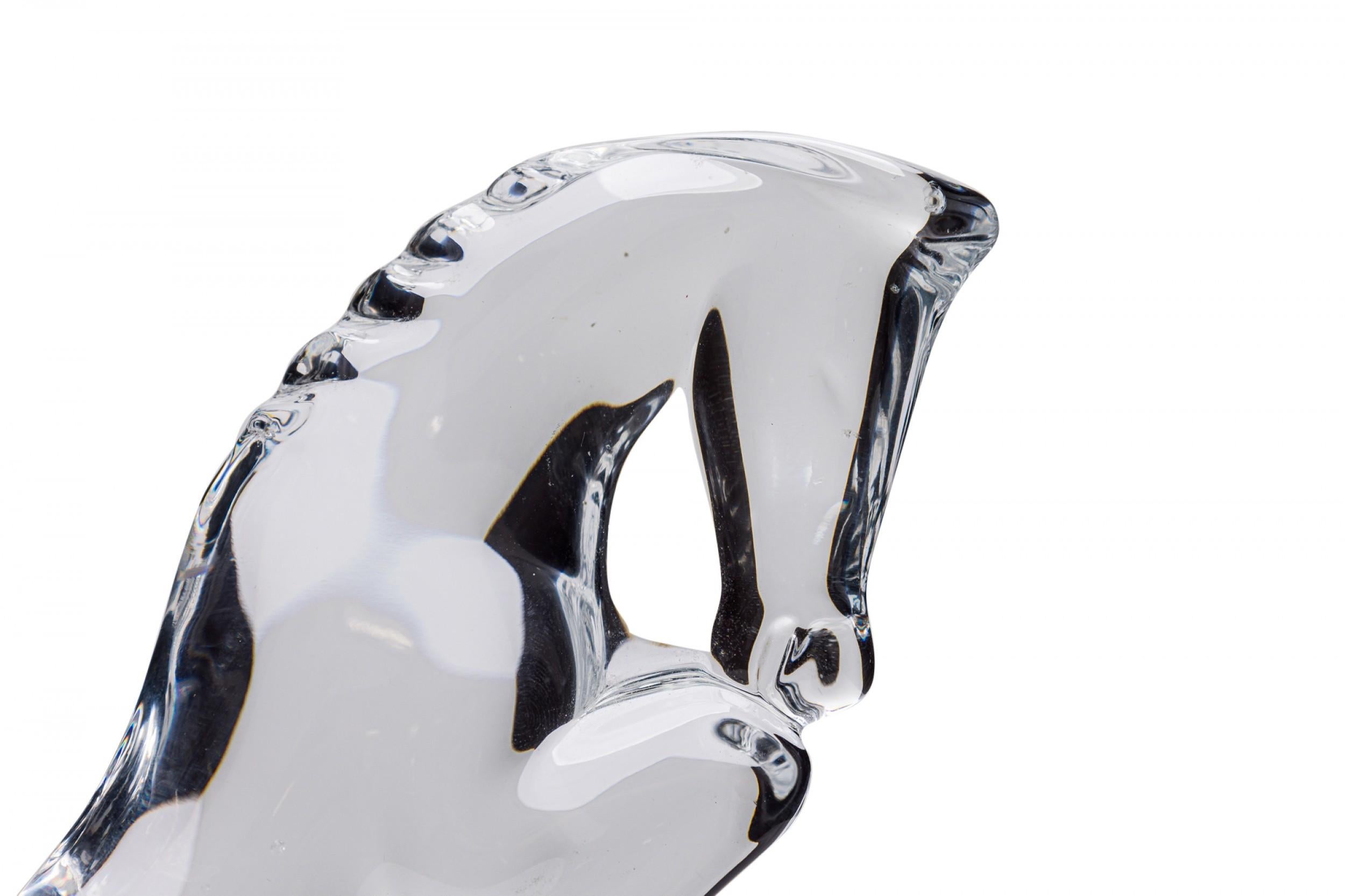 French Contemporary Baccarat Crystal Figure of a Rearing Horse in vendita 2