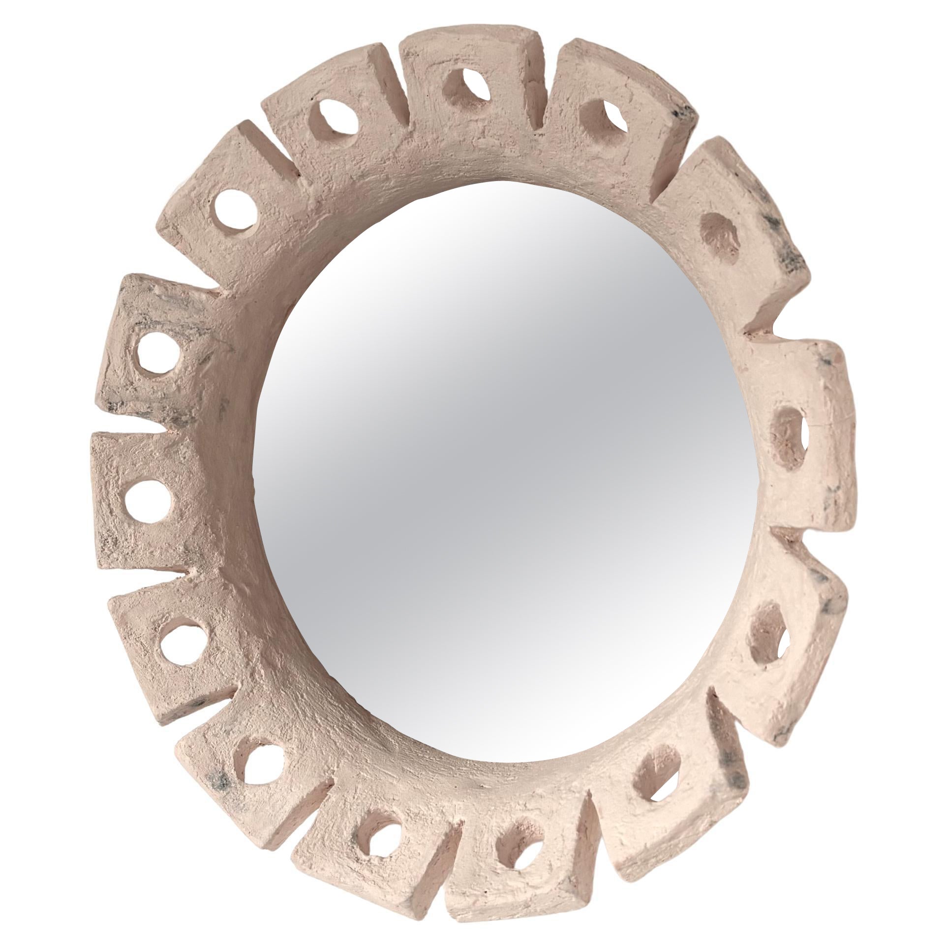 Miroir français contemporain en céramique, "Fiore" de Renzo Maar