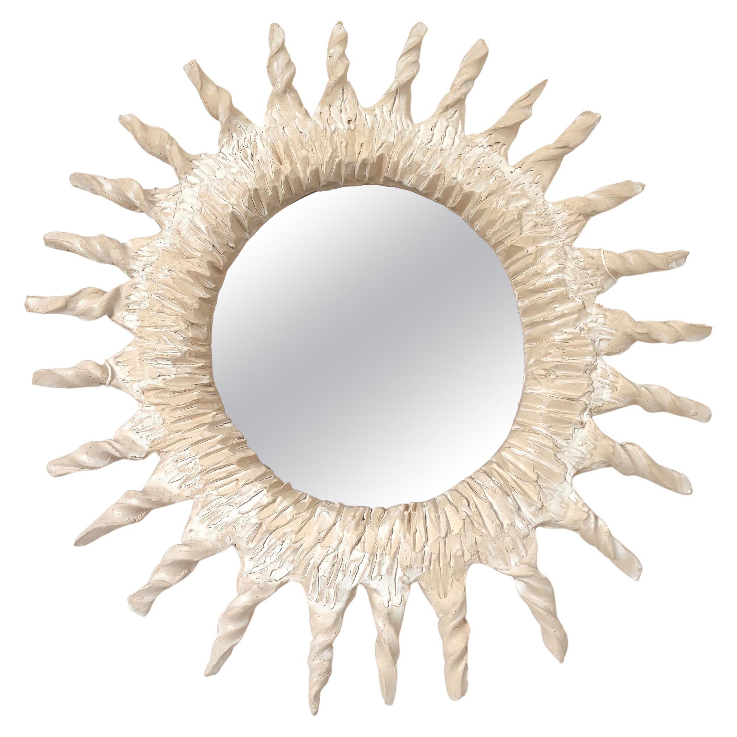 Miroir contemporain français en céramique, "Sole II" de Renzo Maar