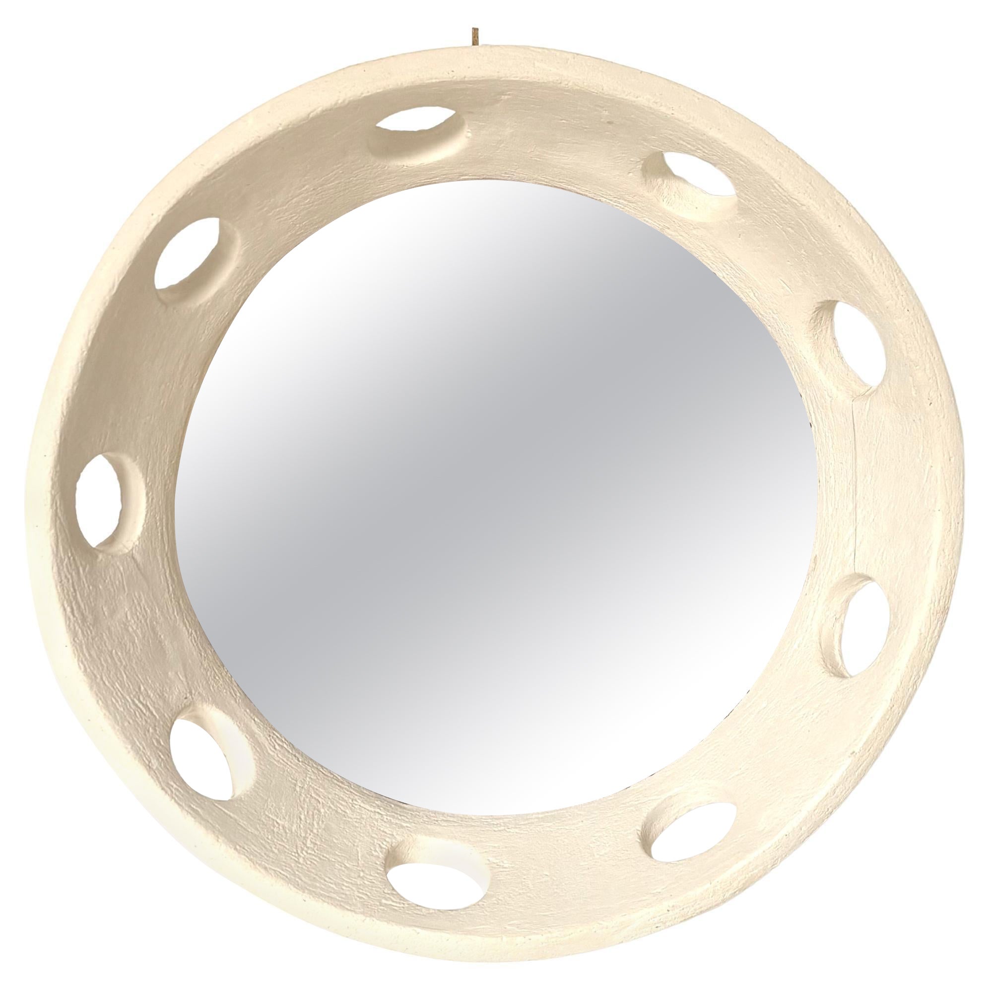 Zeitgenössischer französischer Keramikspiegel, "Tondo" von Renzo Maar