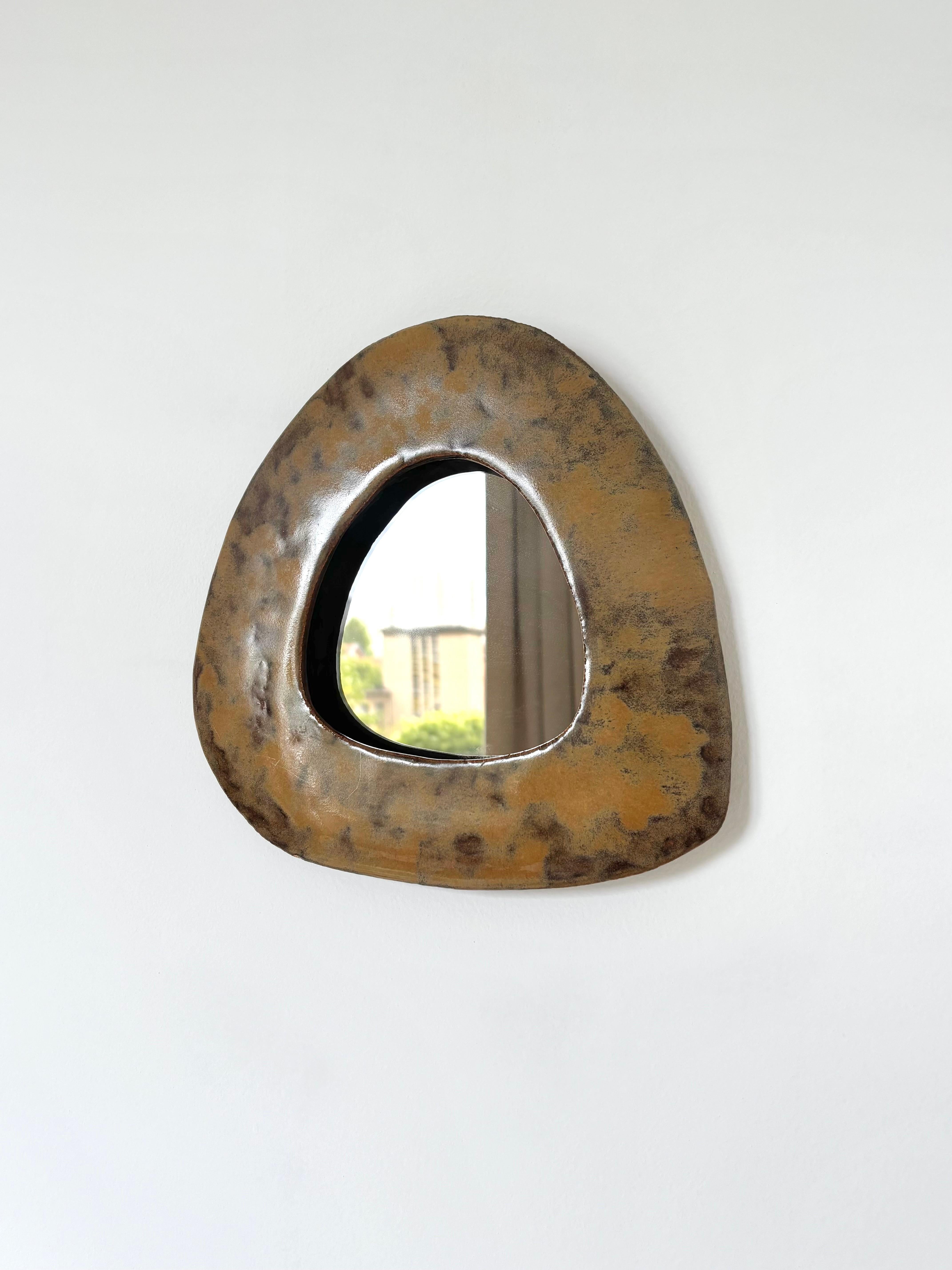 Zeitgenössischer französischer Keramikspiegel, 