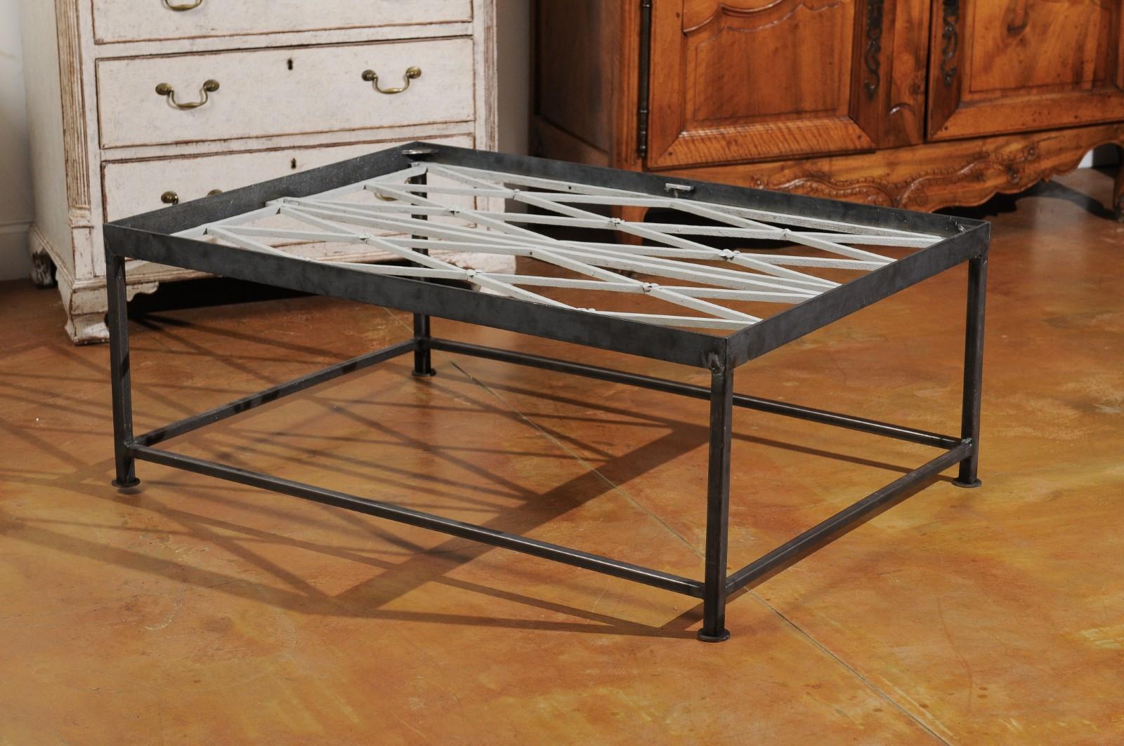 French Contemporary Coffee Table Made from 18th Century Cast Iron Railings 5