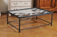 French Contemporary Coffee Table Made from 18th Century Cast Iron Railings