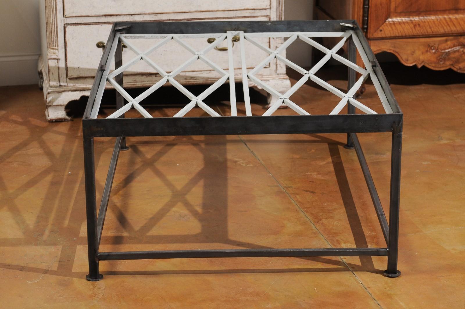 French Contemporary Coffee Table Made from 18th Century Cast Iron Railings 1