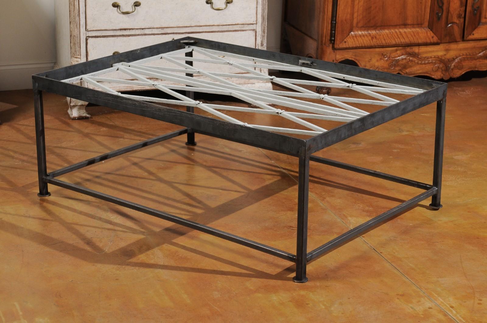French Contemporary Coffee Table Made from 18th Century Cast Iron Railings 2