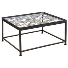French Contemporary Coffee Table Made from 18th Century Cast Iron Railings